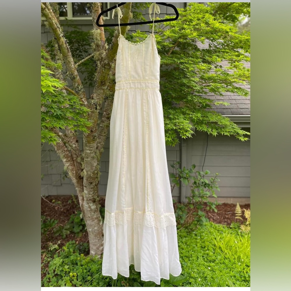 Vintage Candi Jones Ivory Maxi Dress Prom Wedding 80s